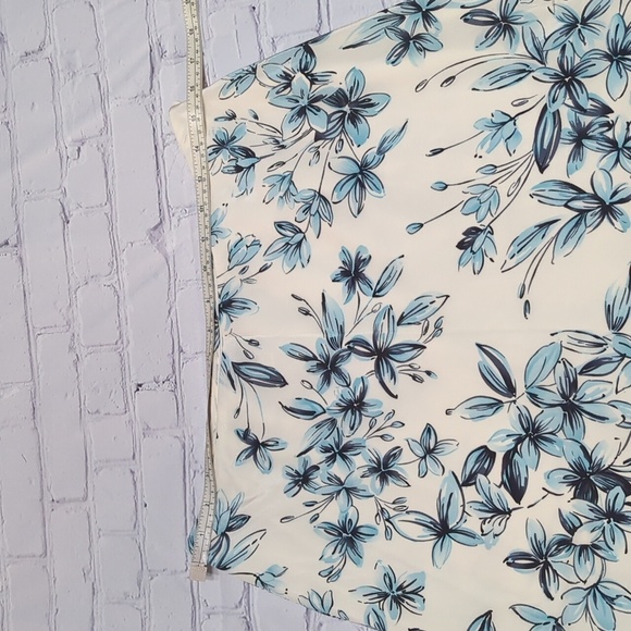 ⭐Loft Womens Skirt 100% Silk Blue Cream Floral High Low Feminine Girly Pastel 10 - Picture 5 of 12